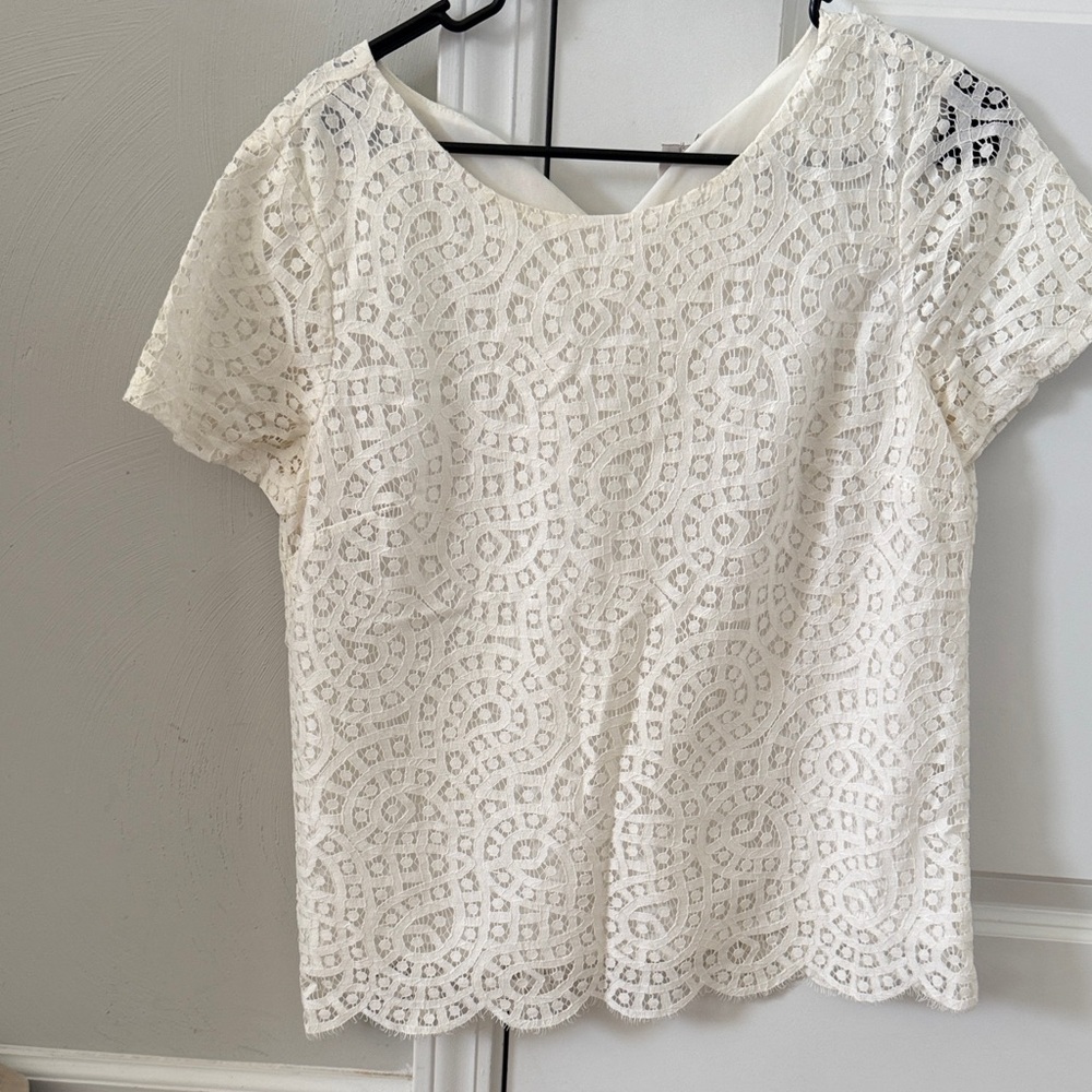 J. Crew Cream Lace Blouse